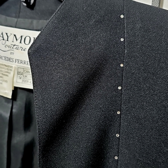 Daymor Couture C. Mercedes Ferreira Black Embellished Blazer Jacket Size 14 - Picture 6 of 8